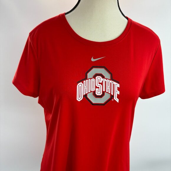 Nike Women’s L Ohio State Buckeyes T Shirt Red Short Sleeve Athletic Tee - Picture 2 of 6